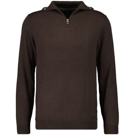 Ragman Trui Zip Collar Knitted Cotton Cashmere Bruin / male