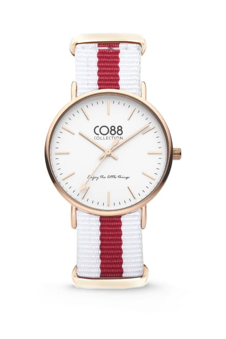 CO88 Collection 8CW-10028 - Horloge - nato nylon - wit/rood - 36 mm