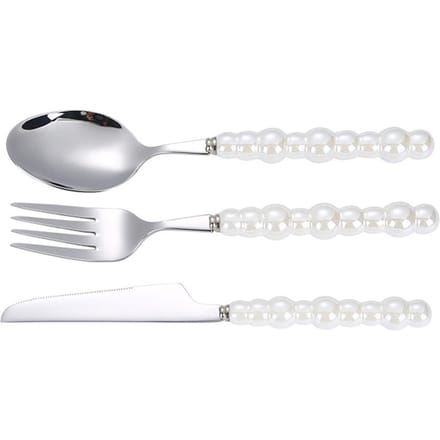 Bestekset Lepels Vorken Messen Keukengerei Servies Sets met Keramische Parel Handvatten voor white