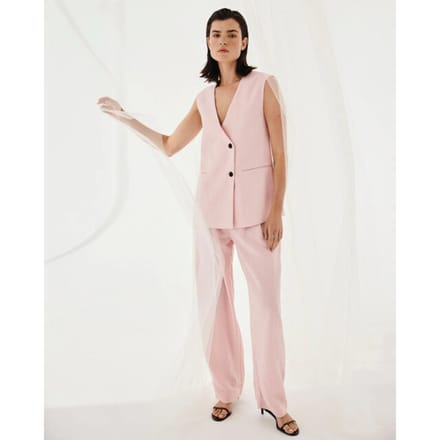 High waist stoffen broek van viscosemix model 'Franciska'