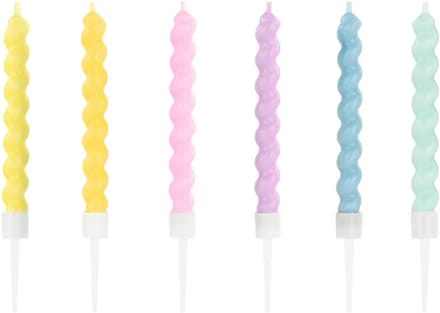 PartyDeco - Taartkaarsjes set 6st. - Curl mix