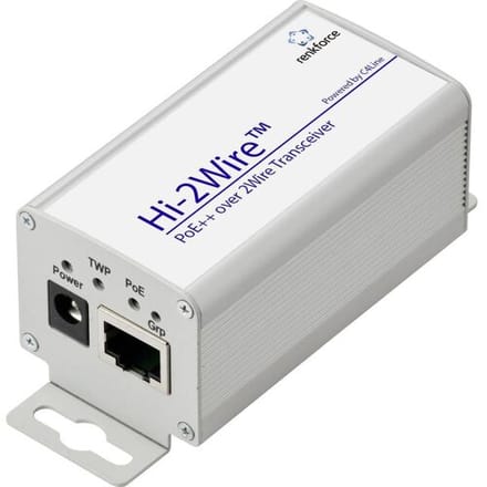 Renkforce RF-6861940 PoE++ over 2Wire Transceiver 2-draads Reikwijdte (max.): 300 m 1 stuk(s) 100 MBit/s Met PoE-functie