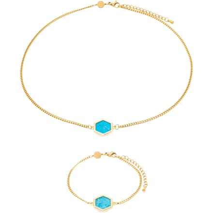 Ketting en armband van turquoise steen voor dames Sloya Hexalia