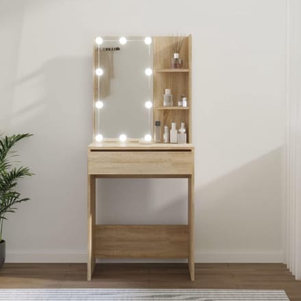 Kaptafel met Spiegel - Make-up Meubel - Schoonheidsroutine - Verstelbare LED Verlichting - 60 x 40 x 140 cm