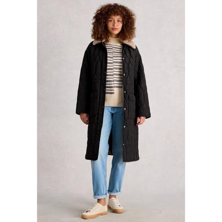 White Stuff Nolan Quilted Coat Pure Black Taglia: 6 REGULAR | Giacche invernali Outlet | Donna | Nero