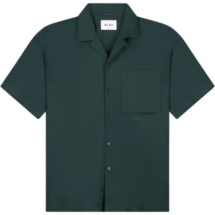 ØlÅf Linen Camp Shirt Ss Korte Mouw Overhemden Donkergroen M200301
