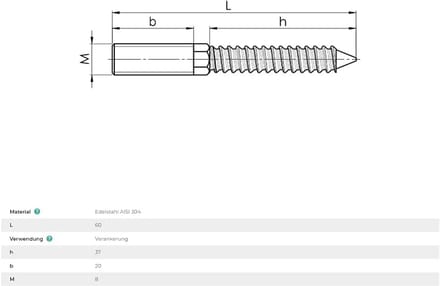 10x M8 Dubbele Schroefdraadbouten RVS voor Wandmontage en Leuningen