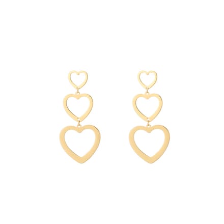 Triple hart oorbellen goud