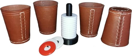 Dobbelspel Set - Dobbelbeker en Dobbelsteen - Spelletjesavond - Compleet Schockbesteck - 10 cm x 4 cm - Wit Rood