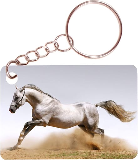Sleutelhanger 6x4cm - Paard Wit Arabier Schimmel