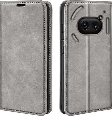 MobyDefend Hoesje - Geschikt voor Nothing Phone (2a) / Nothing Phone (2a) Plus - Luxe Wallet Bookcase (Magnetische Sluiting) - Grijs