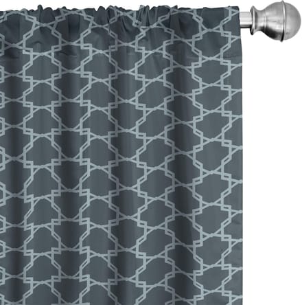 ABAKUHAUS Quatrefoil Gordijnen – 2x75x225 cm – Microfiber – Blauw