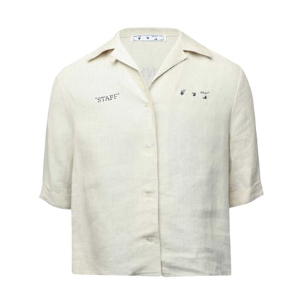 Off White Linnen shirt met logo voor dames (Licht Beige)