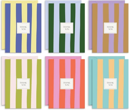 Bedankkaarten Set - Dank u kaarten - Bedankjes Uiten - Palm Beach Design - 24 stuks - Multicolor