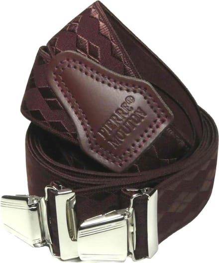 Pierre Mouton Square Bretel - Bretels - Volwassenen - Heren - Rood - 120cm - 3 brede clips - M - L