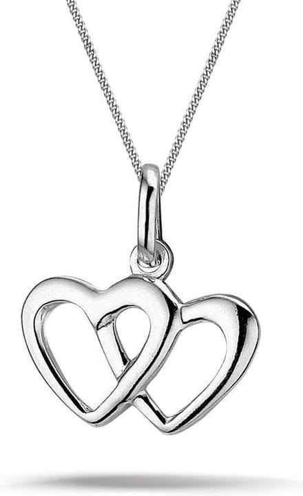 Montebello Ketting Double - 925 Zilver Gerhod. - Hart - 15x16mm - 42cm