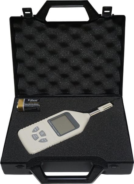 Nieuwkoop Hygrometer binnen - Luchtvochtigheidsmeter - Temperatuurmeter - Draagbaar - In draagkoffer