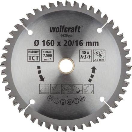 wolfcraft - Cirkelzaagblad 160 x 20 - Zaagblad - serie lila nieuw - 6620000
