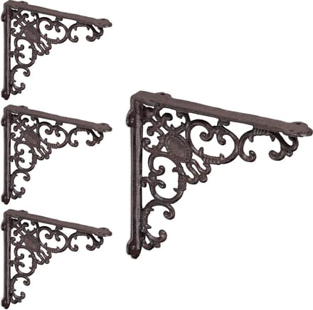 plankdrager - set van 4 - 21,5 cm - gietijzer - bruin