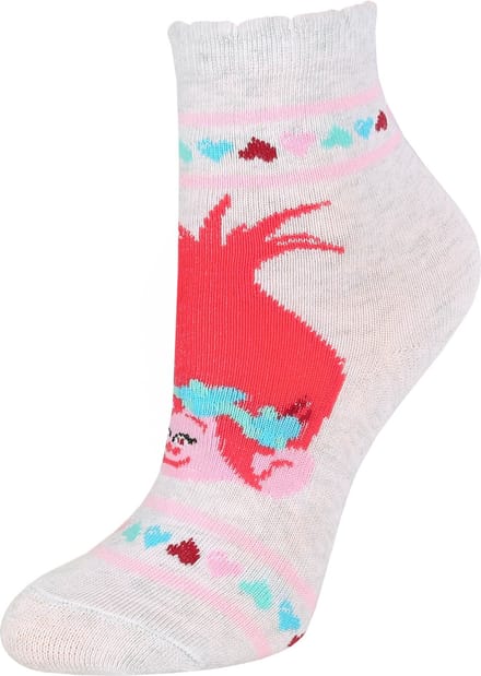 Grijze kindersokken met roze TROLLS-patroon