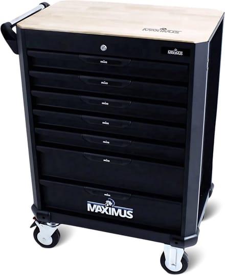 Maximus Gereedschapswagen Gevuld – 406-delig – 7 Grote Lades Incl. Softmodules – Quick-Lock & Houten Werkblad