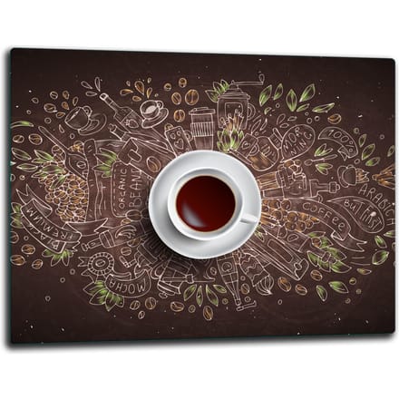 TMK ArtDeko - Snijplank - 52x40 cm - Glas - Koffie Ontwerp