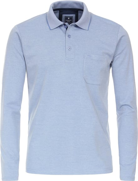 Redmond regular fit polo lange mouw - pique - blauw