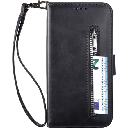CaseBody iPhone 12 Mini Zipper Portemonnee Hoesje Zwart