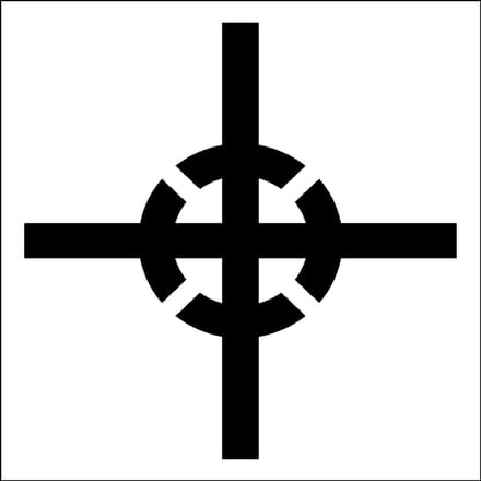 Zwaartepunt sticker, wit zwart 100 x 100 mm