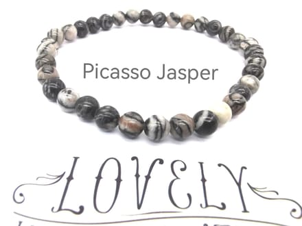 Armband – Edelsteen – Picasso jaspis - 6mm Kralen - 20 cm - Werking - geeft moed, rust en troost.