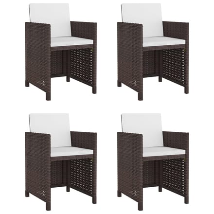 vidaXL - 5-delige - Tuinset - met - kussens - poly - rattan - bruin