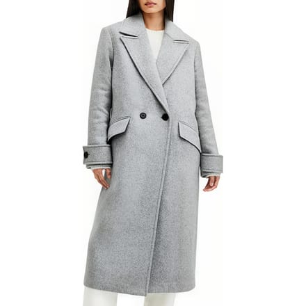 AllSaints Mabel Coat Ultimate Grey Größe: 8 | Zweireihige Mäntel Outlet | Damen | Grau