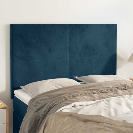 vidaXL - Hoofdbord - donkerblauw - 144x5x118/128 - cm - fluweel