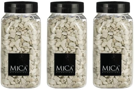Mica Decorations decoratie steentjes - 3x - wit - 1 kilo - 650ml - hobby steentjes