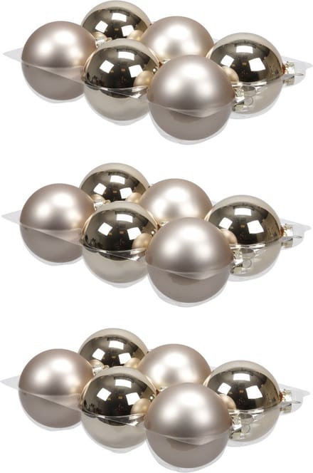Othmar Decorations 18x glazen kerstballen licht champagne - 8 cm - mat en glans - kerstboomversiering