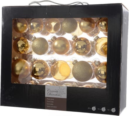 Decoris kerstballen - 42x - goud - glas - 5-6-7 cm - mat/glans/glitter - kerstversiering - Kerstboomversiering