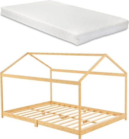 Kinderbed Vindafjord huisbed met matras bamboe 160x200 cm