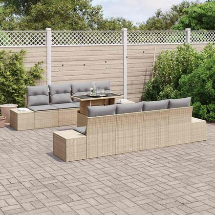 vidaXL - Tuinbank - Set - 9 - st - Beige - en - Lichtgrijs - 100 - x - 55 - x - 73 - cm