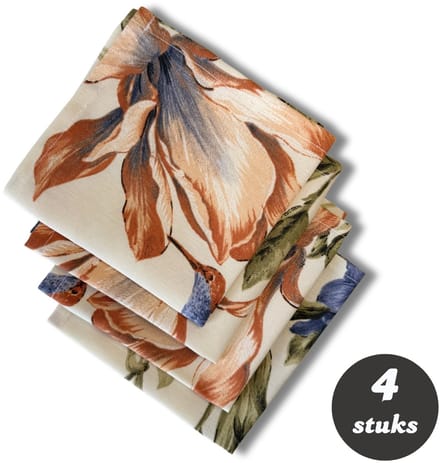 Tavas Servetten - 30 x 30 cm - Set van 4 stuks - Bruin - Vogeltuin- Katoen - Tafeldecoratie