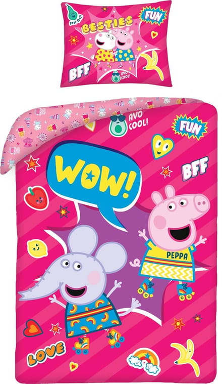 Peppa Pig Dekbedovertrek roze 140 x 200 cm katoen