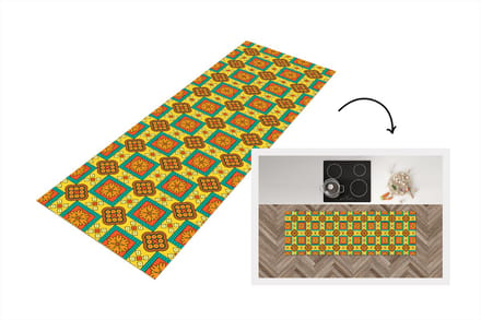 Keukenloper - Loper keuken - Patchwork - Retro - Bloemen - Design - 150x50 cm - Keukenloper vinyl