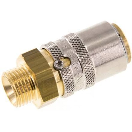Messing DN 9 Tempereerkoppeling Snelkoppeling M16x1.5 Buitendraad Loskoppelbeveiliging