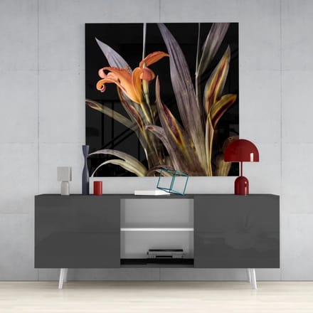 Glasschilderij - Bloemen - Geel - Vierkant Schilderij - 50x50x0,4 cm