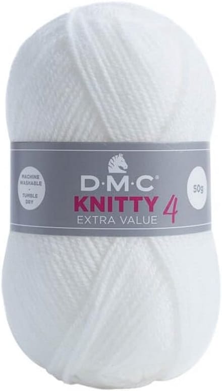10x DK Synthetisch Breigaren Wit - 50g Bollen - Machinewasbaar