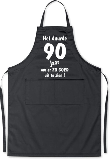 Mijncadeautje - Luxe Keukenschort - Het duurde 90 jaar - Unisex - Zwart - Leeftijd