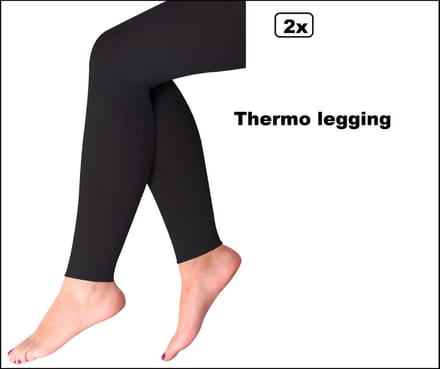 2x Thermo legging zwart mt.S/M - Sinterklaas optocht themafeest winter kou Piet