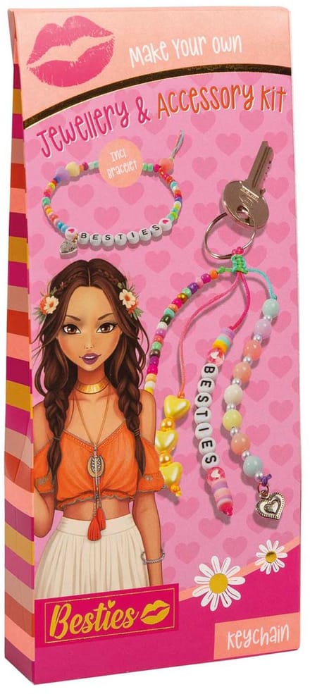Creative Craft Group sieraden knutselset sleutelhanger en armbandje kralen.