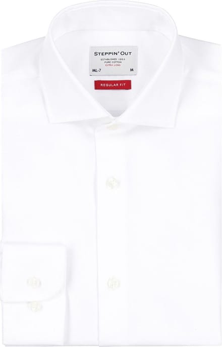 Steppin' Out Extra Long Sleeves Overhemd Twill Wit - Maat M - Heren