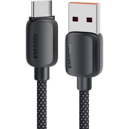 Essager 100W(!) Smartphone en Laptop Data + Oplaadkabel USB-A naar USB-C Zwart 2m