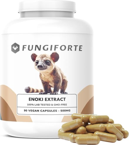 FungiForte - Enoki Extract 500mg - 90 stuks - Non-GMO - Lab Tested - Enoki Capsules - Paddenstoel Supplement